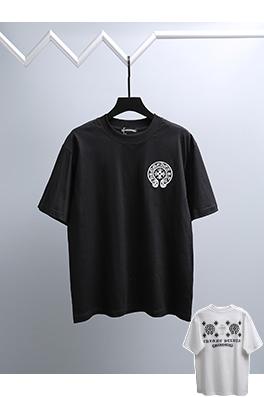 クロムハーツ 前面と背面に重なりう刺繍パッチが付いた半袖Tシャツ