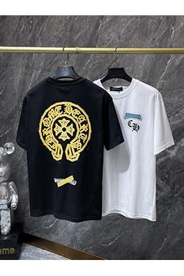 クロムハーツコピー 馬蹄手描きサンスクリットヘビーラインストーン半袖Tシャツ