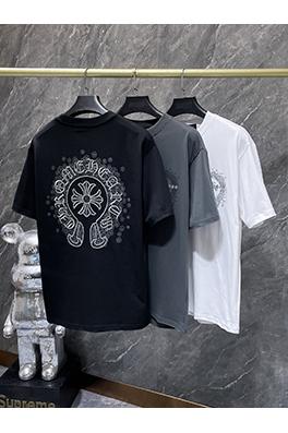 クロムハーツ 馬蹄とサンスクリット十字の刺繍が手描きされた半袖Tシャツ