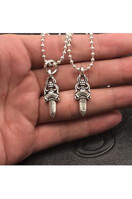 クロムハーツコピー ビーズチェーン付きの小さなシングルリング剣ペンダント