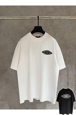 クロムハーツコピー 前面と背面の刺繍半袖Tシャツ