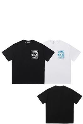 ロエベ LOEWE 刺繍文字とフェイクポケット付きフォームプリントタイダイ半袖Tシャツ