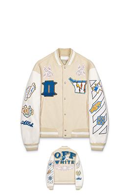オフホワイトコピー off white カップルけ刺繍パッチワークベースボールジャケット