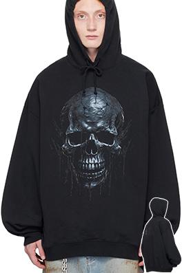 ヴェトモン VETEMENTS スカル＆ボーン ウォッシュド フード付きスウェットシャツ