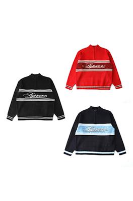 シュプリーム SUPREME Script Stripe Half Zip Sweater 筆記体の刺繍ストライプロゴハーフジップセーター