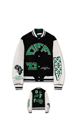 オフホワイト off white 新モデルカップルけ刺繍入りベースボールジャケットウールコート