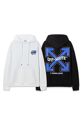 オフホワイト off white スタイリッシュなレターアローオーバーレイのルーズフード付きスウェットシャツ