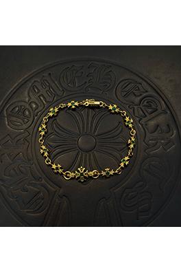 クロムハーツ ゴールデングリーンダイヤモンドクロスブレスレット