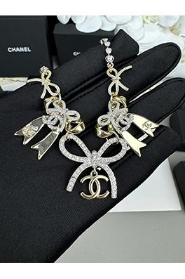 シャネル レディースリボン結びのカラーブロックダブルCネックレス