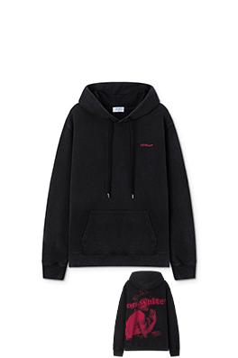 オフホワイト off white 新モデル肖像油絵風 460g ウォッシュフード付きスウェットシャツ