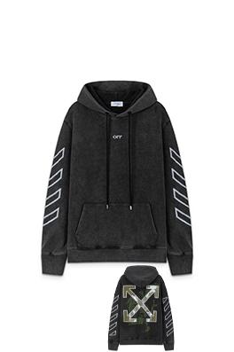オフホワイト off white 重なり合う矢印を描いた肖像油絵460gのウォッシュみフード付きスウェットシャツ
