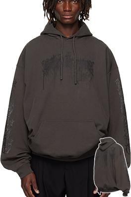 ヴェトモンスーパーコピー フロントとバックパネルナノプリントフード付きスウェットシャツ