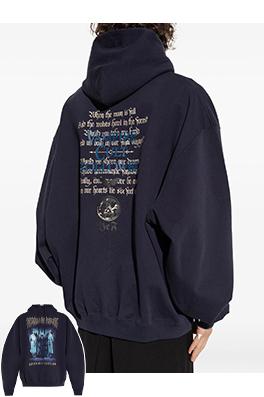 ヴェトモンコピー 新しいフロントとバックのナノプリントフード付きスウェットシャツ