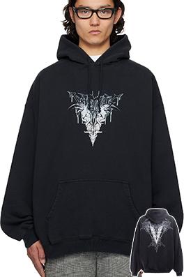 ヴェトモン フロントとバックパネルナノプリントのゆったりとしたフード付きスウェットシャツ