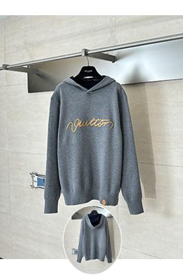 ルイヴィトンスーパーコピー Trunk レザーロゴ刺繍ニットフード付きセーター