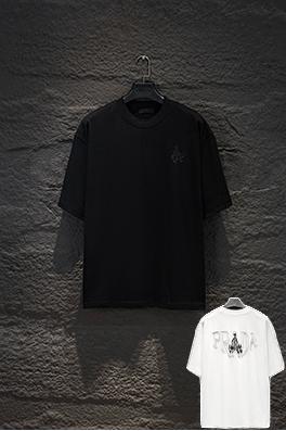 プラダ PRADA 着古したアップリケ刺繍の半袖Tシャツ