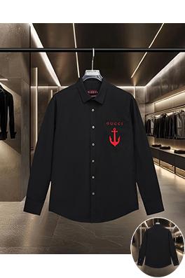 グッチ Gucci 胸元にア​​ンカーロゴの刺繍がされたクラシックな長袖シャツ