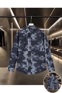 ルイヴィトンスーパーコピー 全体にチェック柄モザイクをした長袖シャツ