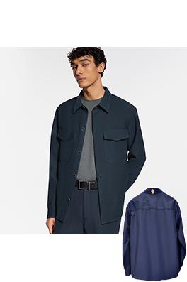 ルイヴィトンスーパーコピー レザーロゴステッチポケット長袖シャツ