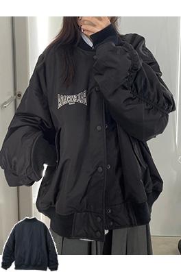 バレンシアガ BALENCIAGA くり抜きロゴ刺繍入りベースボールフライトジャケット