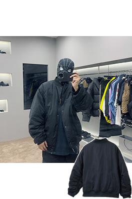 バレンシアガ BALENCIAGA ハーフリングロゴ刺繍入りベースボールフライトコットンジャケット