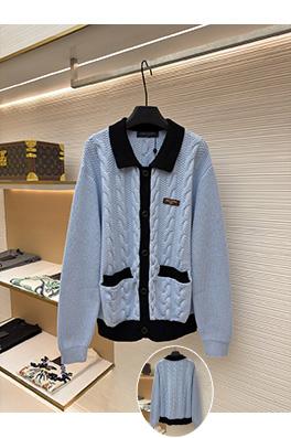 ルイヴィトン レターバッジカラーブロックケーブルニットカラーカーディガンセーター