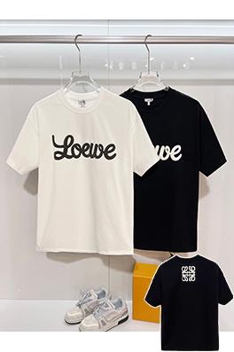 ロエベ LOEWE クラシックなフロックプリントロゴエンボスクルーネック半袖Tシャツ