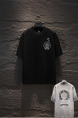 クロムハーツ 耐久性のある裏地カラーコーティングフロックシリコン半袖Tシャツ