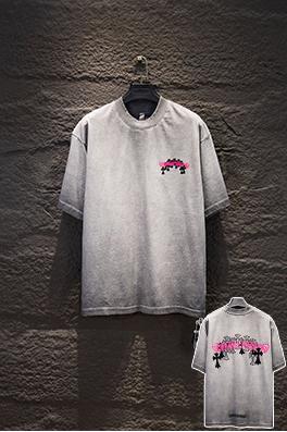 クロムハーツ 新モデル耐久性のある裏地カラーコーティングフロックシリコン半袖Tシャツ