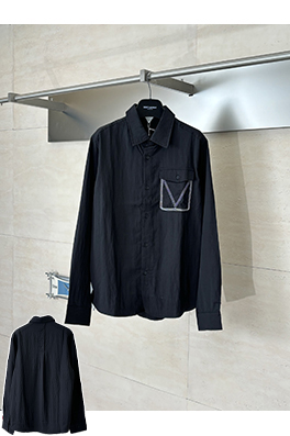 ボッテガヴェネタスーパーコピー クラシックなVネック刺繍襟コットンリネン長袖シャツ