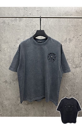 クロムハーツ クラシックなアメリカンスタイルのウォッシュアップリケ刺繍半袖Tシャツ