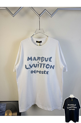 ルイヴィトンスーパーコピー フロントとバックにロゴ刺繍が施された半袖Tシャツ