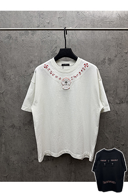 クロムハーツコピー Brunello Cucinelli ロゴプリント半袖Tシャツ