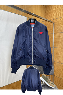 プラダ ニットトライアングルロゴスタンドカラーコットンジャケット