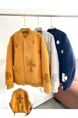 クロムハーツスーパーコピー ウール刺繍ロゴ厚手ベースボールジャケット