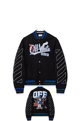 オフホワイト off white 刺繍入りベースボールジャケット
