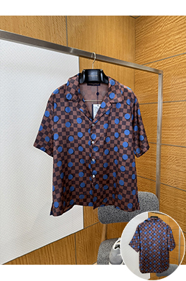 ルイヴィトン チェック柄水玉模様の半袖シャツ