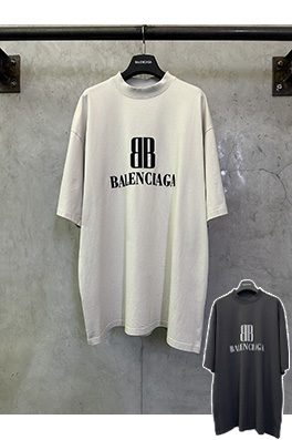 バレンシアガ Balenciaga 新しいダブルBロゴプリント半袖Tシャツ