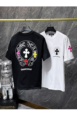 クロムハーツ カラフルなクロス柄のレザーサンスクリットホースシュー半袖Tシャツ