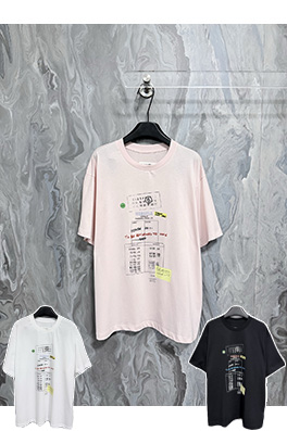 マルタンマルジェラ Maison Margiela MM6 プリントクルーネックドロップショルダー半袖Tシャツ
