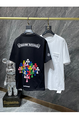 クロムハーツ クラシックなスクロールレターのカラフルなクロスフローラル半袖Tシャツ