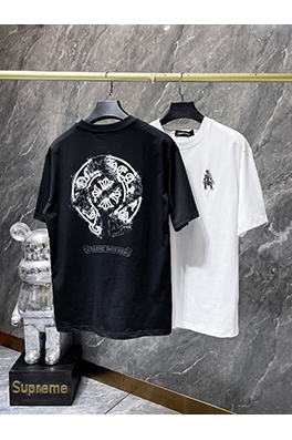 クロムハーツ サンスクリットのハンドメイドクロスボタンフォームコーティング半袖Tシャツ