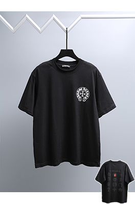 クロムハーツ フロントとバックパネルにフロックバックプリントの半袖Tシャツ