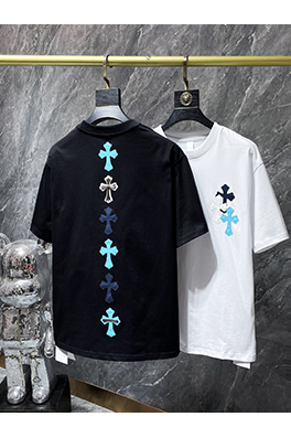 クロムハーツコピー カラフルなパッチワーククロスプリント半袖Tシャツ