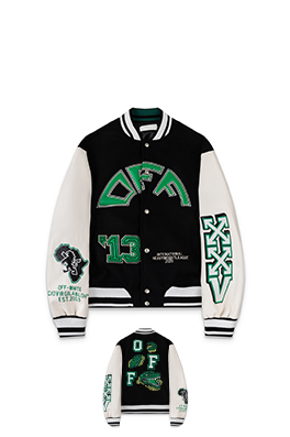 オフホワイト off white 新モデルカップルけ刺繍入りベースボールジャケットウールコート