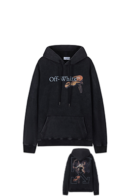 オフホワイト off white 460gのルーズフィットウォッシュダメージのフード付きスウェットシャツ