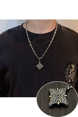 クロムハーツ クロスフラワーペンダント付きマルチエレメントフローラルボールネックレス