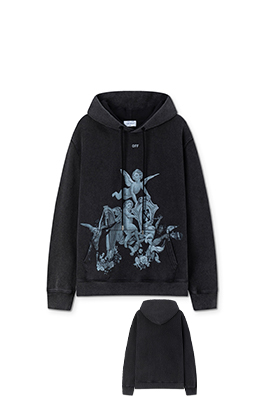オフホワイトコピー off white 天使の油絵 460g ウォッシュフード付きスウェットシャツ