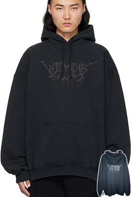 ヴェトモン フロントとバックのパネルを備えたナノプリントのウォッシュフード付きスウェットシャツ