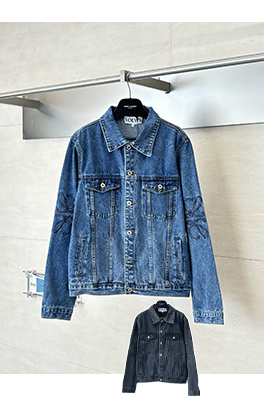 ロエベスーパーコピー 刺繍入りウォッシュダメージデニムジャケット